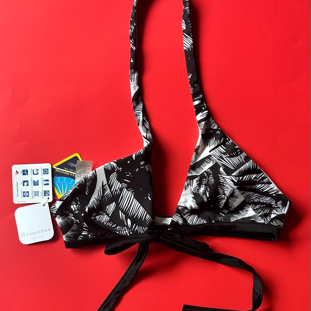Fabletics Juliana Bikini  Wrap Halter Top, Tropical, (XL 14-16) NWT, MSRP $50